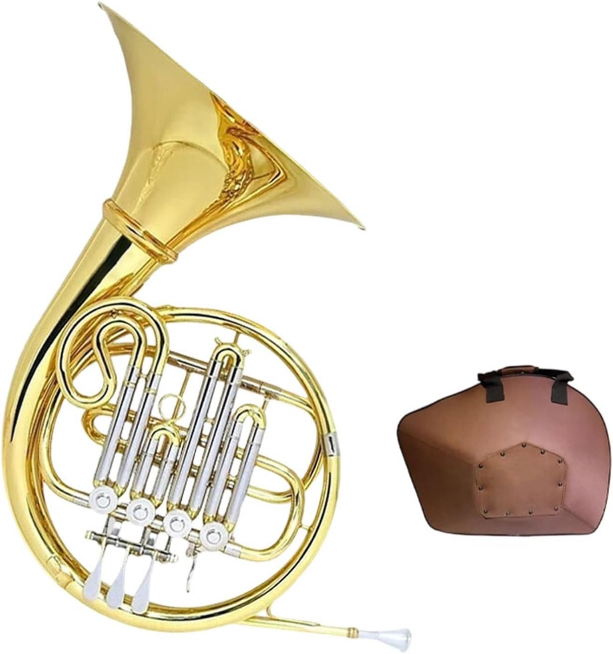 4 Key French Horn French Horn Instrument B Flat Bell Mouth Removable Four Button Single And Double Row(Single Row)