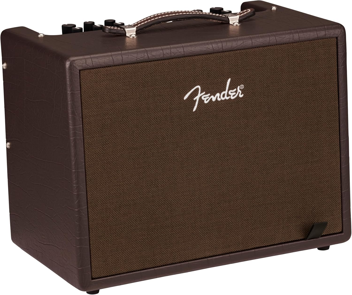 Fender Acoustic Guitar Amp Junior 120V, Dark Brown Color Bundle with Pig Hog “Black Woven” 10ft Instrument Cable, 12X Fender Guitar Picks & Liquid Audio Instrument Polishing Cloth