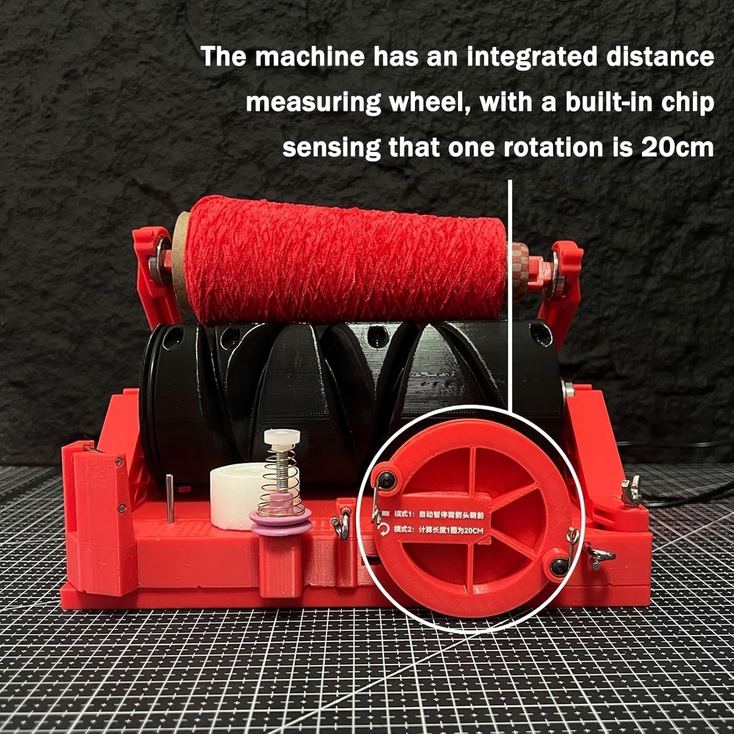 Desktop Electric Yarn Spinner, Automatic Yarns Winding Machine,with Length Calculator, for Weaving, Blending, Roving (Red)
