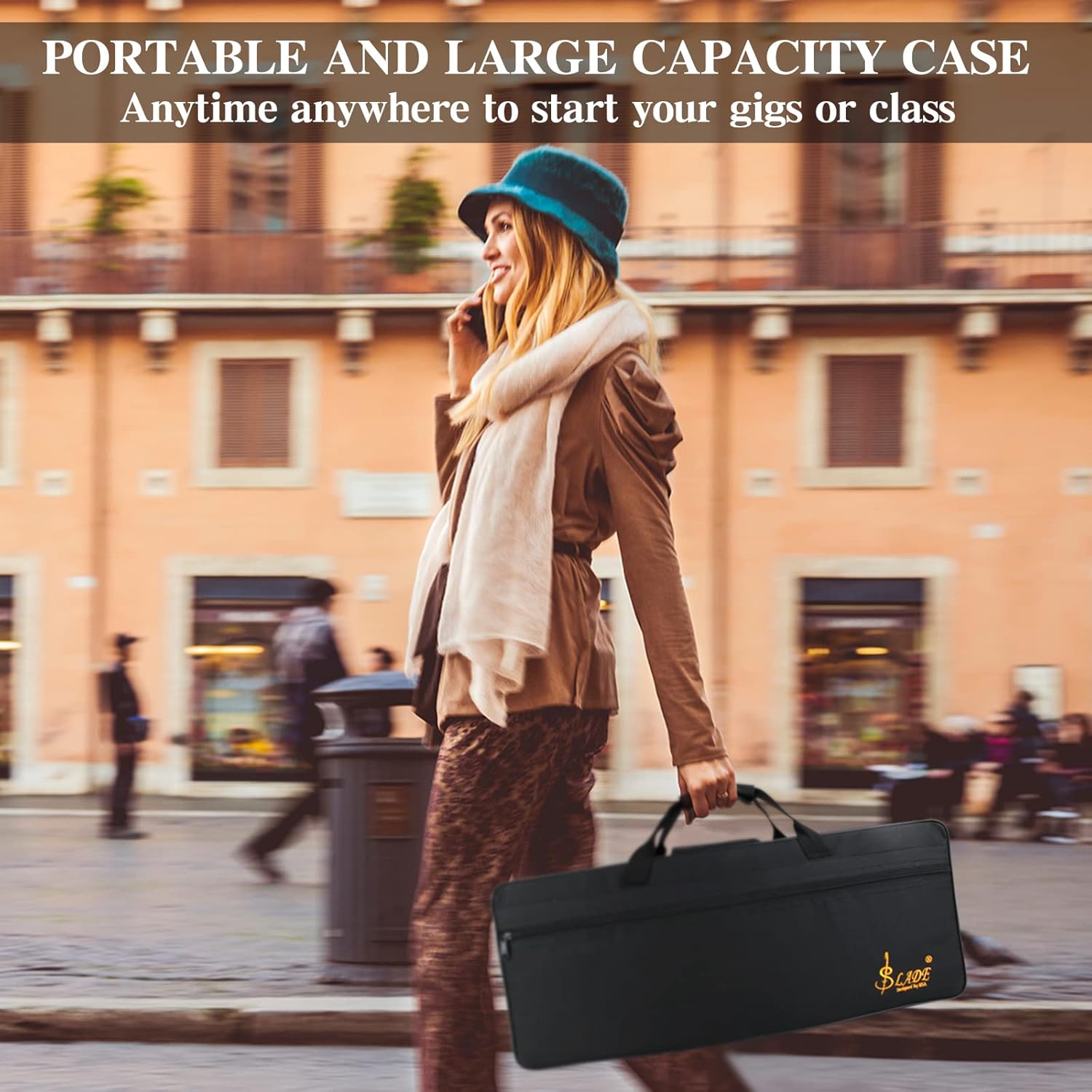 SLADE Eb Alto Saxophone for Beginner Students, Adult, Black & Silver