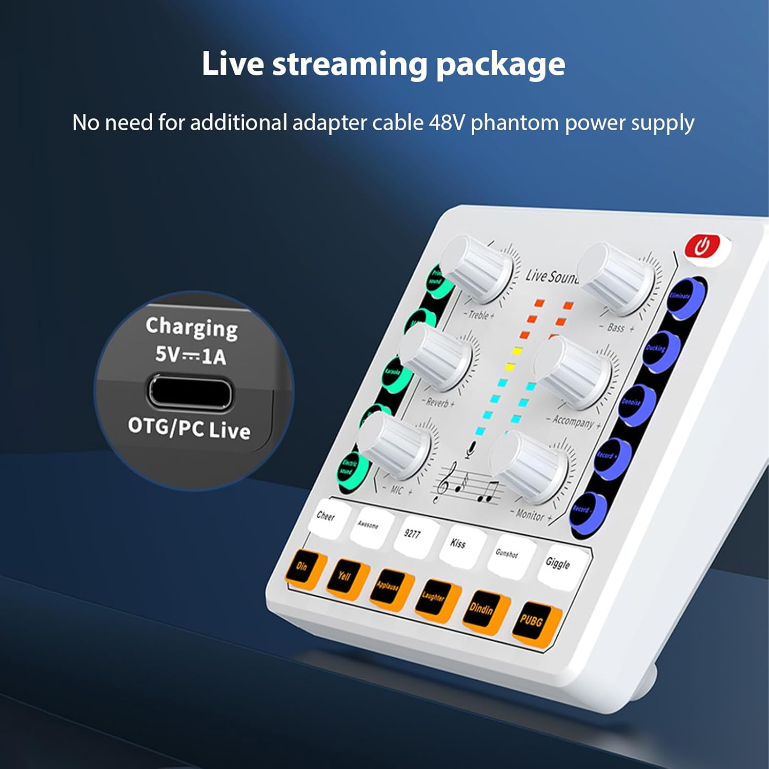 Podcast Equipment Bundle Condenser Mic with Live Sound Card Kit Plug and Play Podcast Microphone Voice Changer Live Sound Card for Living Broadcast Recording Singing Gaming