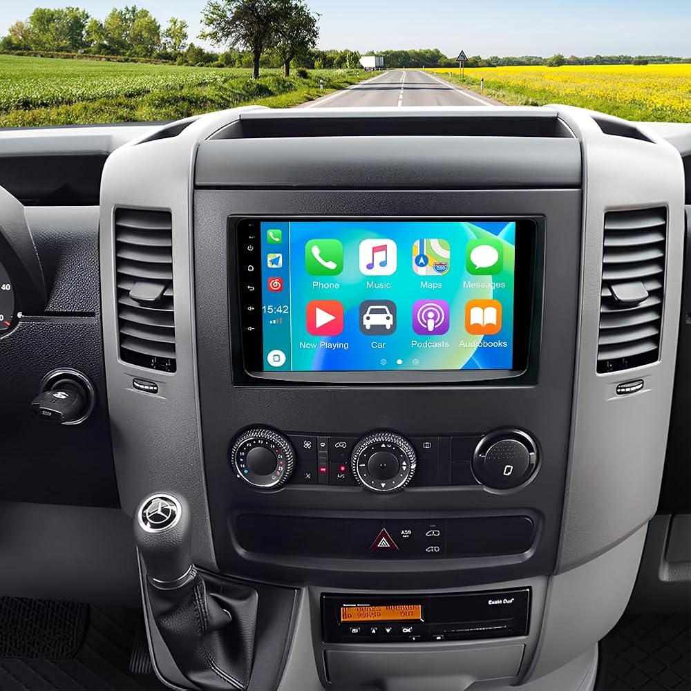 Android 13 Car Stereo Radio fit for Mercedes Benz Sprinter 2006-2017 9 Touch Screen Car Radio Multimedia Player with Wireless Carplay & Android Auto WiFi Bluetooth Navigation Backup Camera,[2GB+32GB]