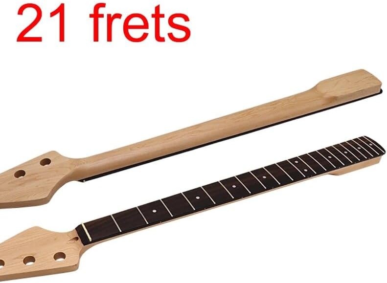 Electic Bass Guitar Neck 4 String Yellow JB Electric Guitar Neck JB Neck Maple Wood Matte 20F Jumbo Guitar Neck Back Guitar Parts (Model 4 22F)