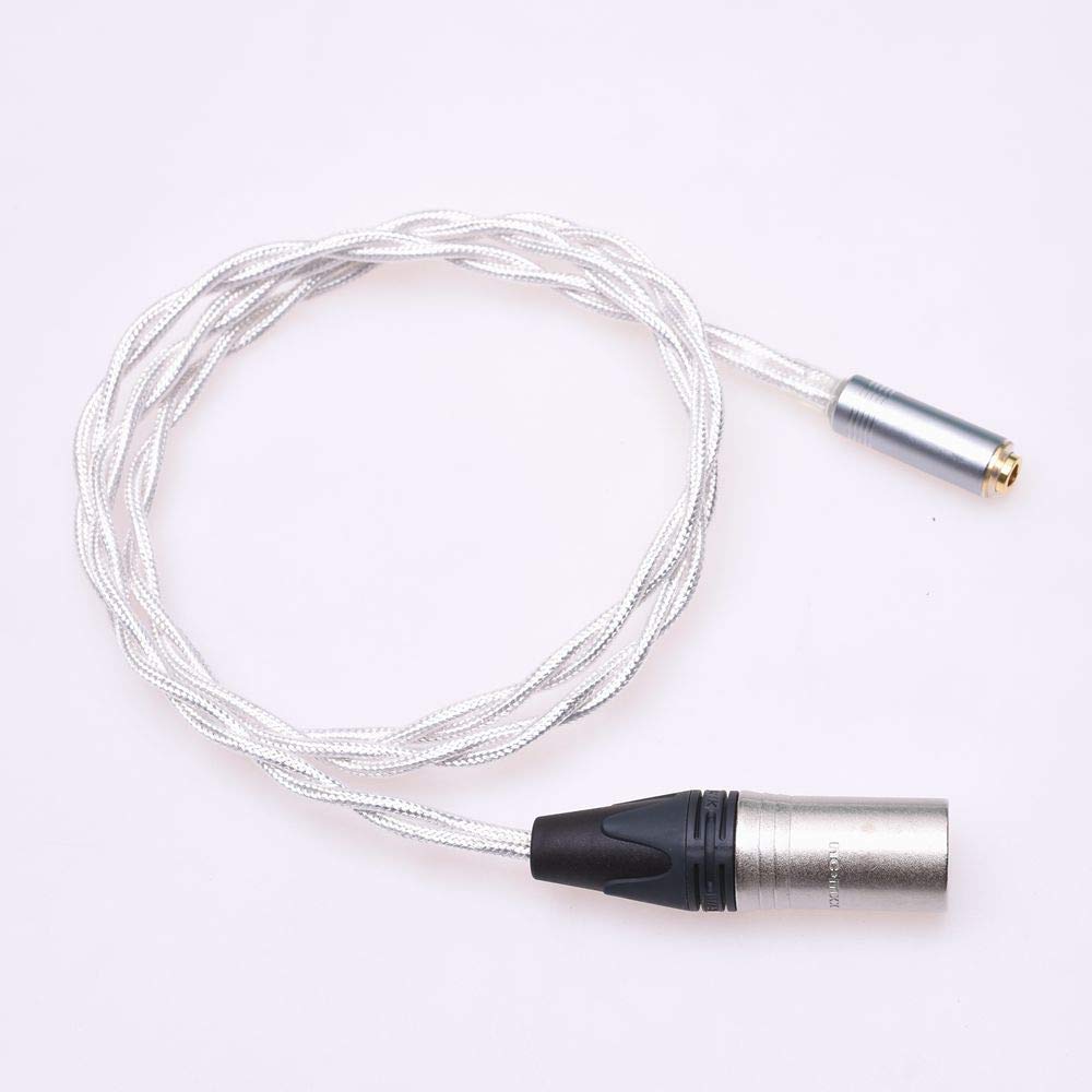 4pin XLR Male to 4.4mm Female Balanced Crystal Clear Silver Plated Shield Upgrade Extension Cable Audio Adapter Compatible for Sony NW-WM1Z 1A MDR-Z1R TA-ZH1ES PHA-2 (3)