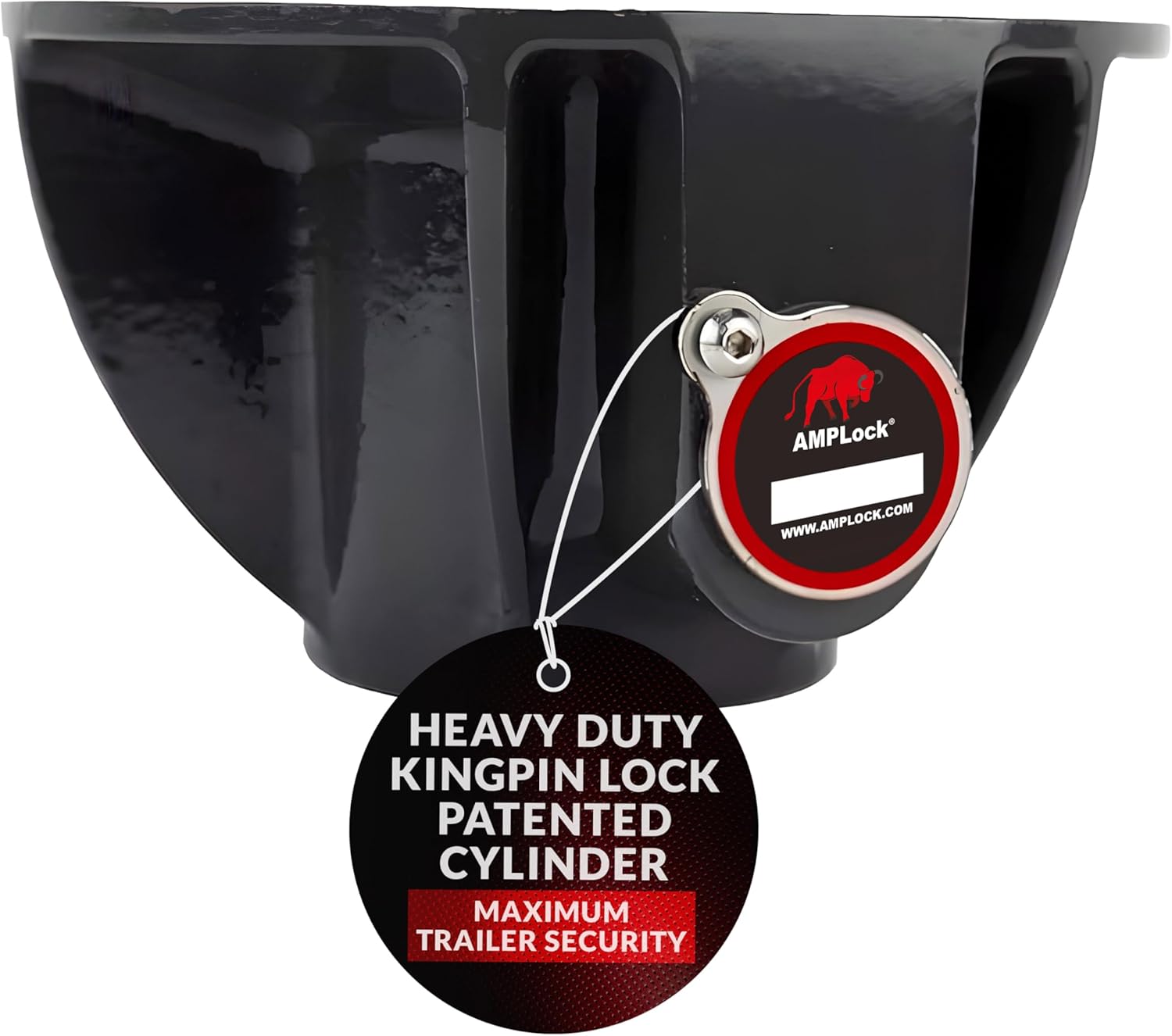 AMPLock - U-LPCF Heavy Duty Trailer Kingpin Lock, Patented Cylinder Lock, Commercial Trailer Security Conical King Pin Lock, Reliable Heavy Duty Kingpin Lock for Enhanced Trailer Protection & Security