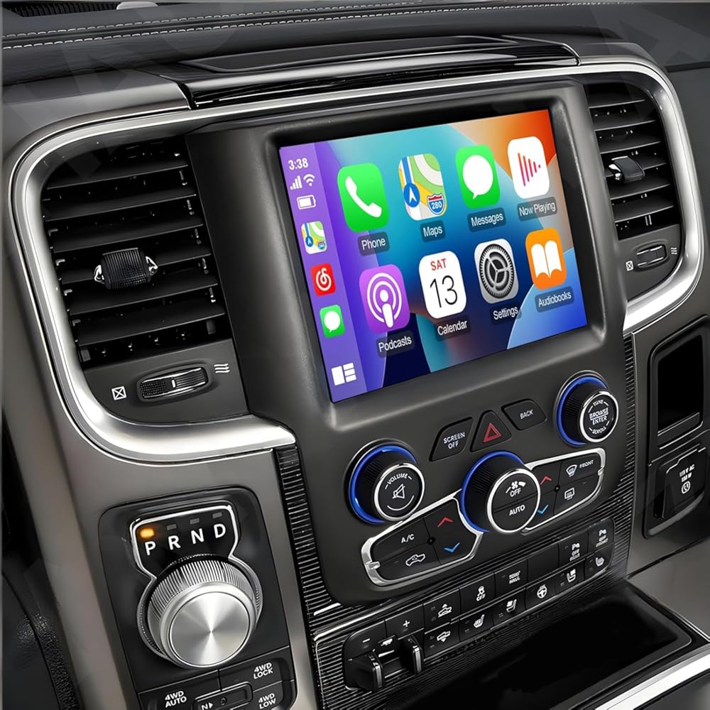 PHEZEN 8.4 inch Touchscreen Car Stereo Fit for Dodge Ram 2013-2018, Android 14 Double Din Car Radio with Carplay & Android Auto in-Dash Navigation BT Mirror Link WiFi Backup Camera 4+64G