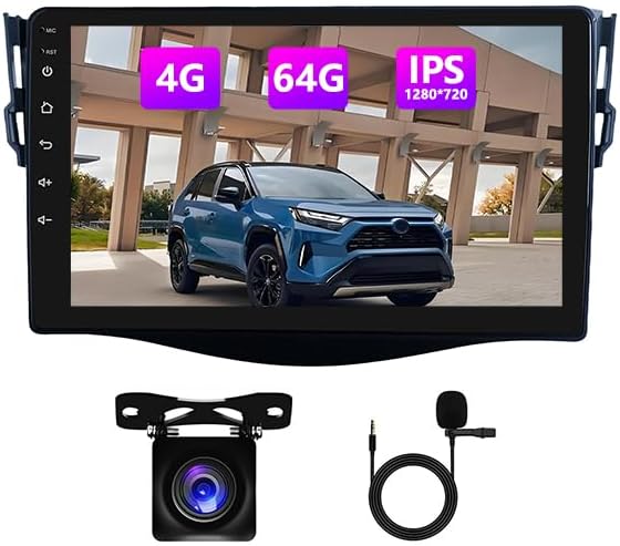4G+64G Android13 9 Inch IPS Screen Wireless Apple Carplay Android Auto Car Stereo for Toyota RAV4 2007-2011 Car Radio with FM/RDS Bluetooth GPS WiFi SWC Mirror Link USB Backup Camera MIC