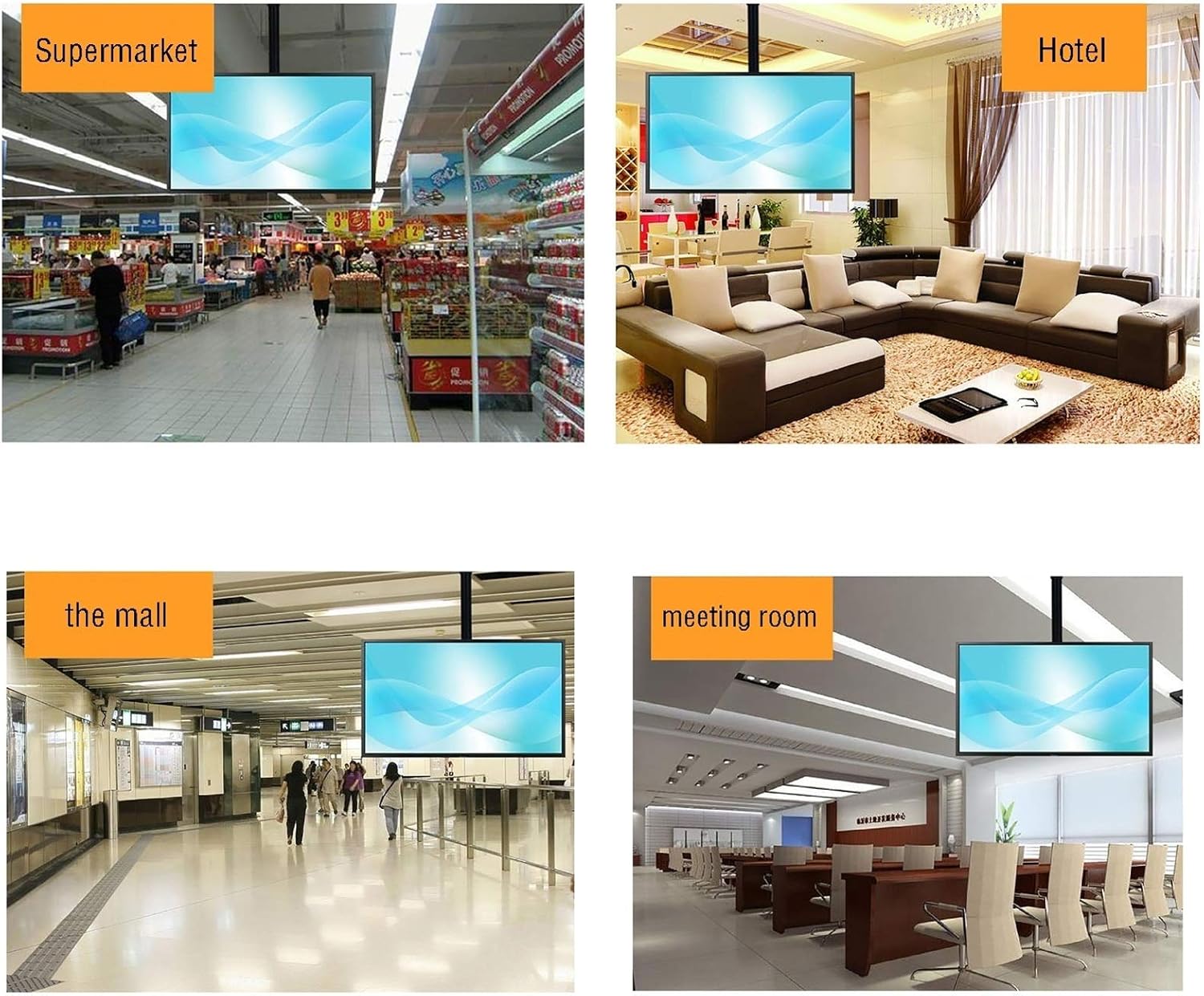 TV Stand tv Wall Mount Adjustable Heigh Ceiling TV Mount Bracket, 90° Tilt TV Bracket, for Most 19-55 Inch LED Screen Display,1m