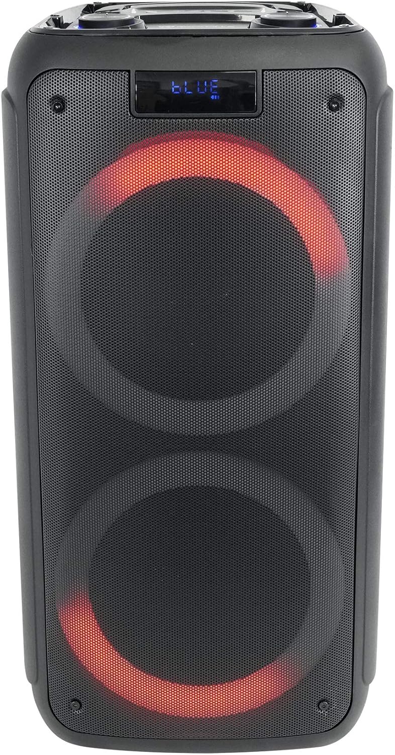 Rockville Rock Party 8 Dual 8-in Battery Powered Portable Bluetooth Speaker, Built-in LED Lights, USB, SD, Mic Input, TWS Wireless Linking, for Home, Outdoor, and Party Use, 2 Piece