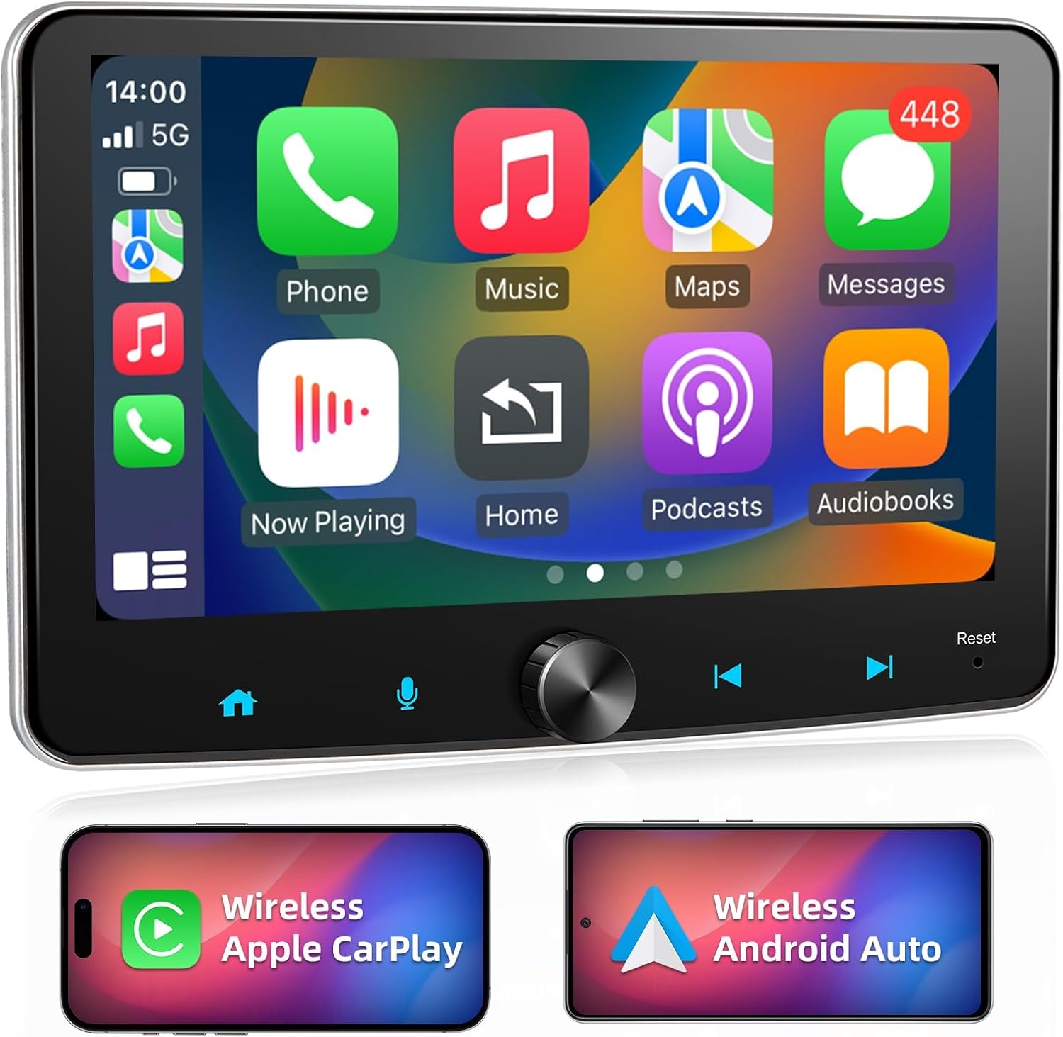 Single Din Radio Wireless Apple Carplay Android Auto,7in Touchscreen Car Stereo Android 2+32G with WiFi,Bluetooth,GPS Navigation,FM,Subwoofer,USB/SWC/AUX