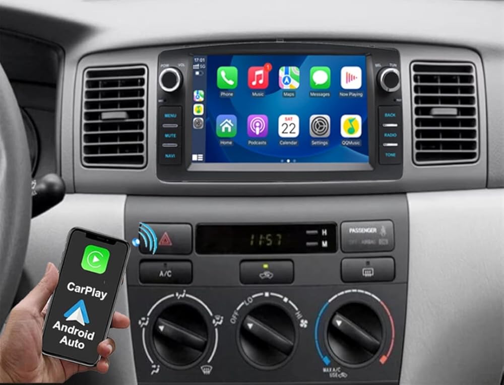 Car Stereo Receiver for Toyota Corolla 2005, [4+64G] Android Car Radio Bluetooth with Wireless Carplay/Android Auto, 7