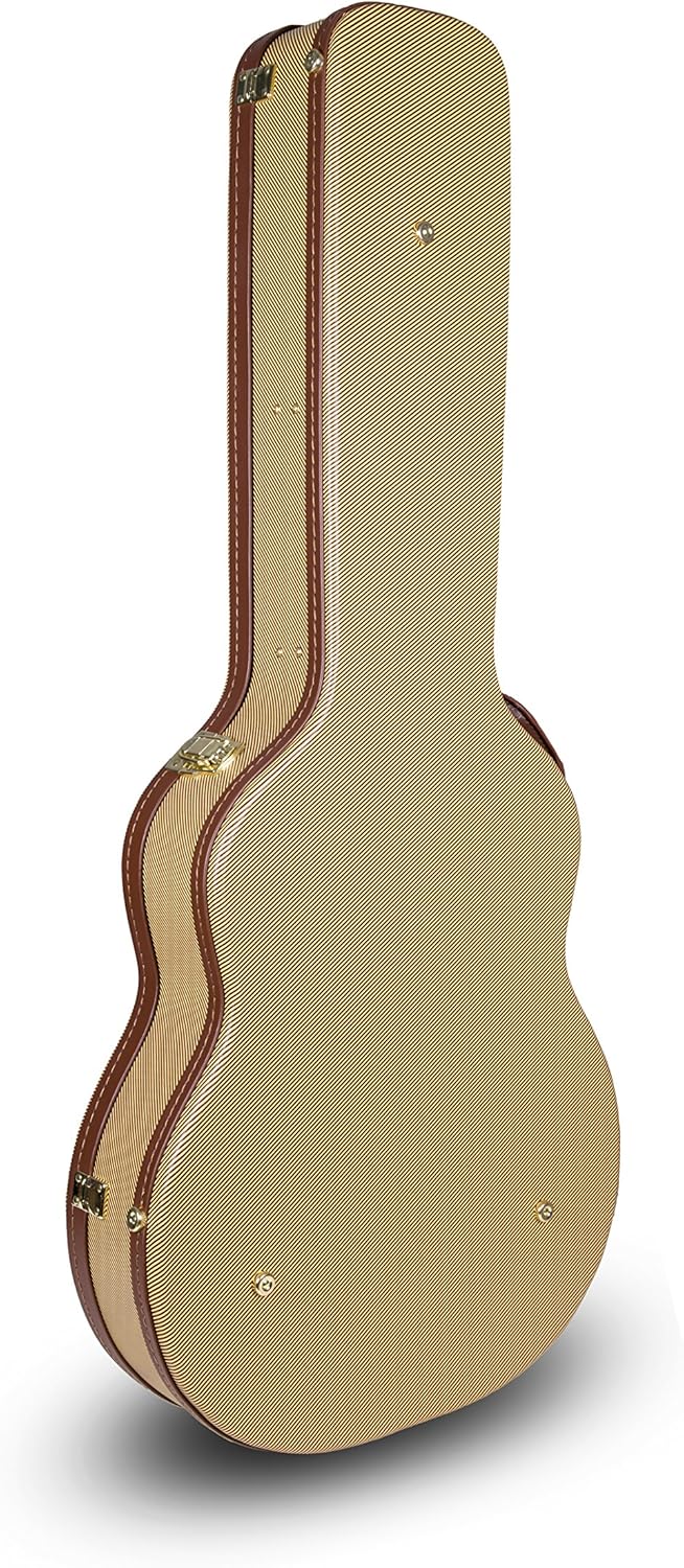 Crossrock Wooden Guitar Case Fits 335 Style 6-String Semi-Hollow Electric Guitars- Stainless Steel Latches, Sponge Lining, Metal Feet, Storage Space-Vinyl Tweed (CRW620SATW)