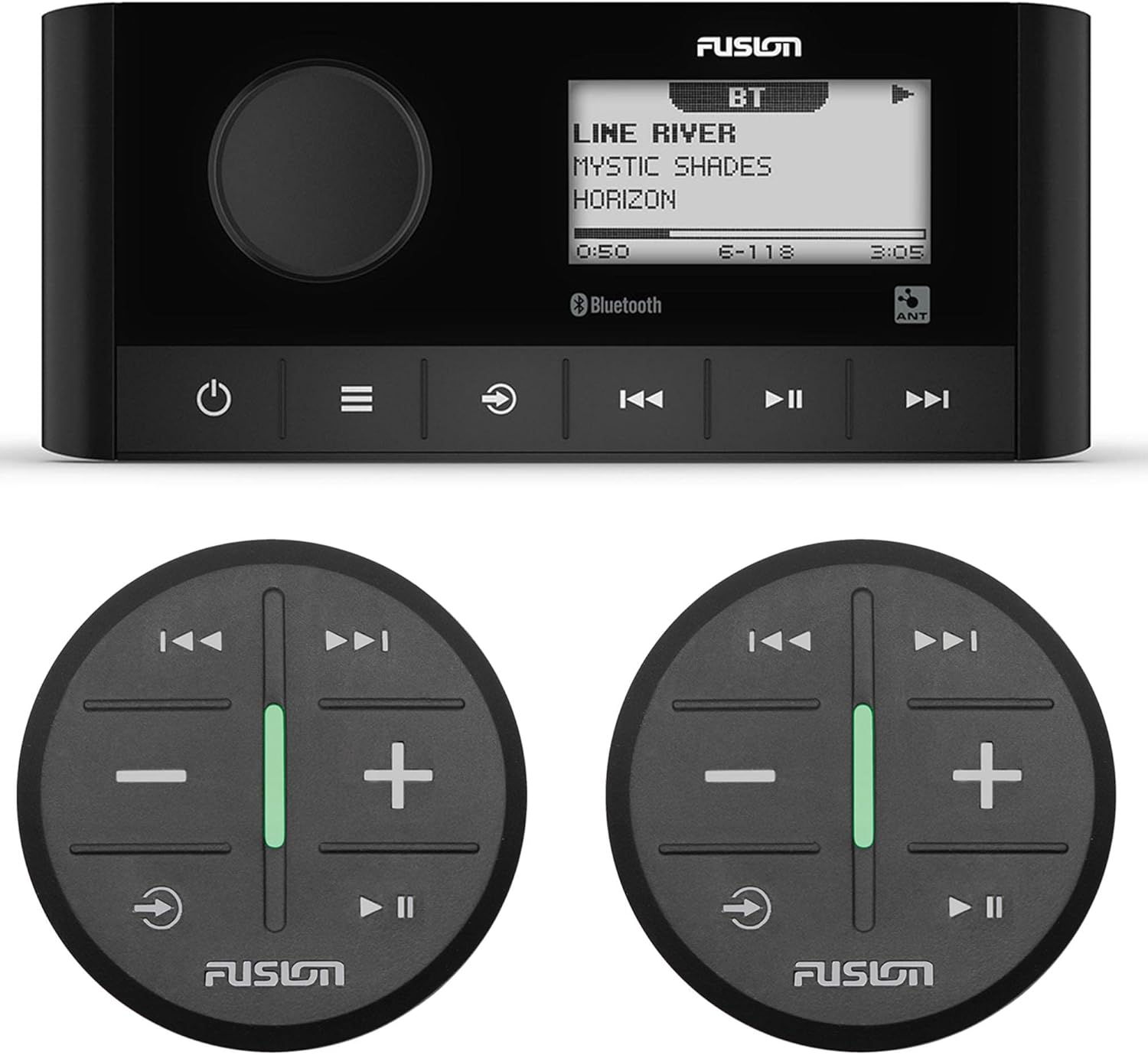 Fusion MS-RA60 Marine Stereo with 2 Fusion ARX70B Wireless Remote Black