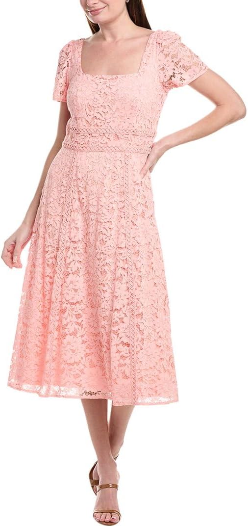 Anne Klein Women's Square Neck Puff Sleeve Midi