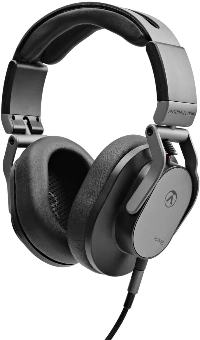 Austrian Audio Hi-X55 Headphones - Circumaural Studio Headphones - High Comfort with Slow Retention Ear Pads, Maximum Flexibility - 3.5mm Jack - Includes Adaptor to 6.3mm - Black