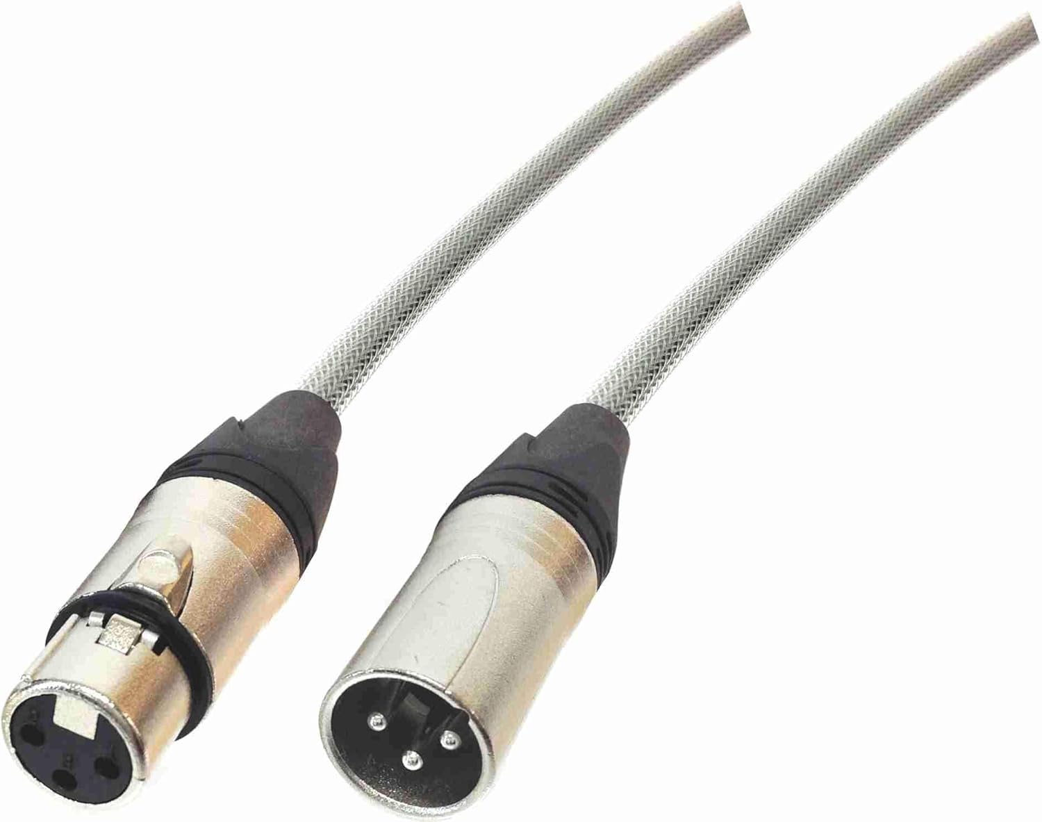 AMERICAN RECORDER Quad XLR Microphone Cable with Tough Nylon Sleeve Gray 40 feet