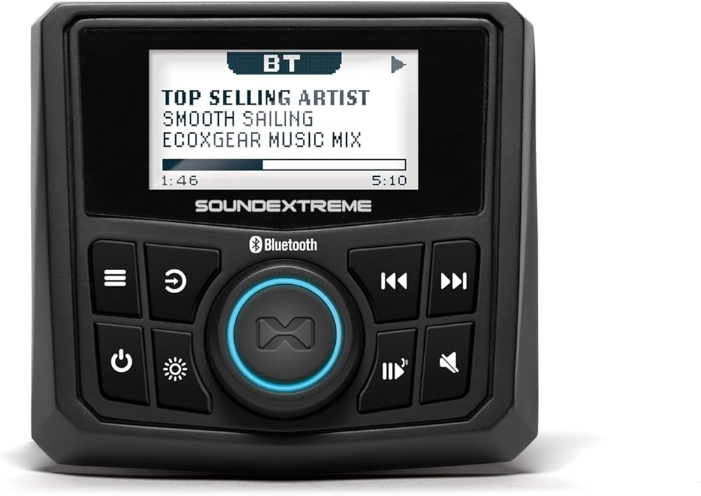 SoundExtreme by ECOXGEAR Marine AM/FM Stereo Receiver 200-Watt Waterproof Bluetooth Powersports with Built-in 4 Zone LED Controller (Gauge Style)