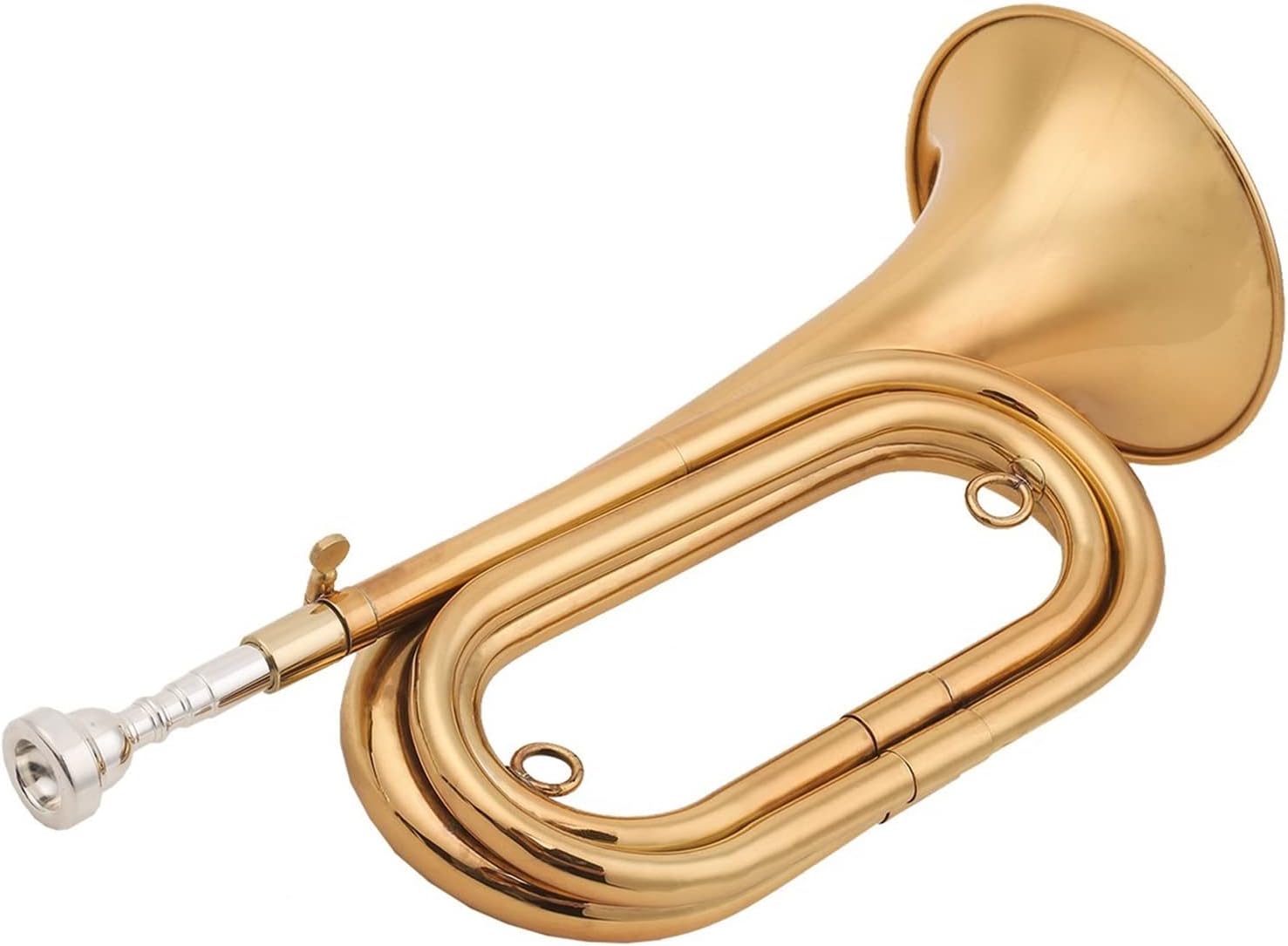 KESHUO Brass Bugle Call Gold-Plated Trumpet Cavalry Horn & Mouthpiece Bag Musical Instrument for School Band Military Orchestra Trumpets