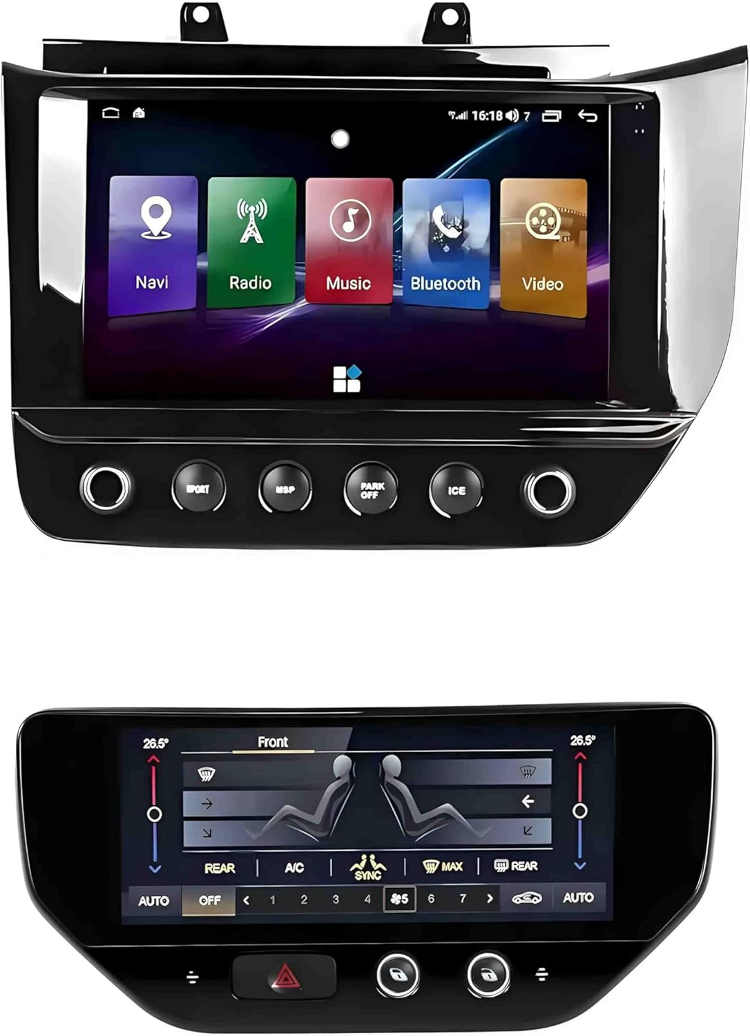 Android 14 Dual Screen 10 inches Compatible with Maserati GT GranTurismo 2007-2019 Car Stereo Radio GPS Navigation Carplay WiFi 4G Bluetooth with AC Screen
