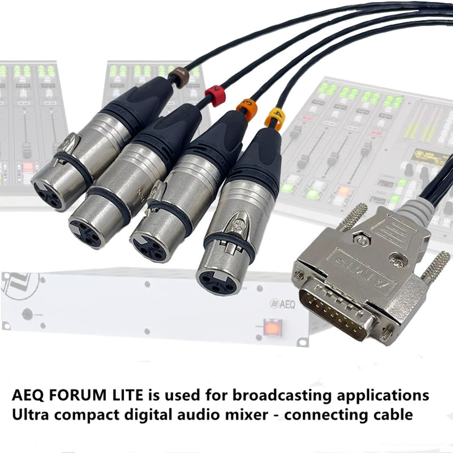 DB15 Male to 4 XLR 3Pin Female Professional Analog Audio Mixer Connection Cable for Used for Ultra Compact Audio Mixers 1.5Meter