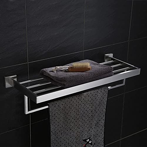 Shower Shelves Bathroom Stainless Steel Brushed Towel Rack, Toilet Paper Holdel Hook Bathing Accessories (Color : Towel Rack)