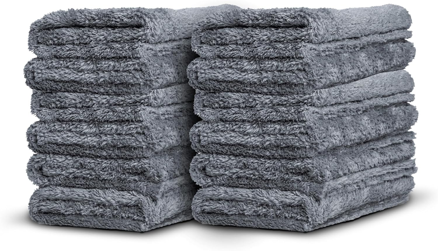 Adam's Borderless Grey Microfiber Towel (12pk) - Premium Ultra Soft Car Detailng Towel Cloths, 480gsm - Safe for Car Wash, Home Cleaning & Pet Drying Cloths (16 Inch x 16 Inch)