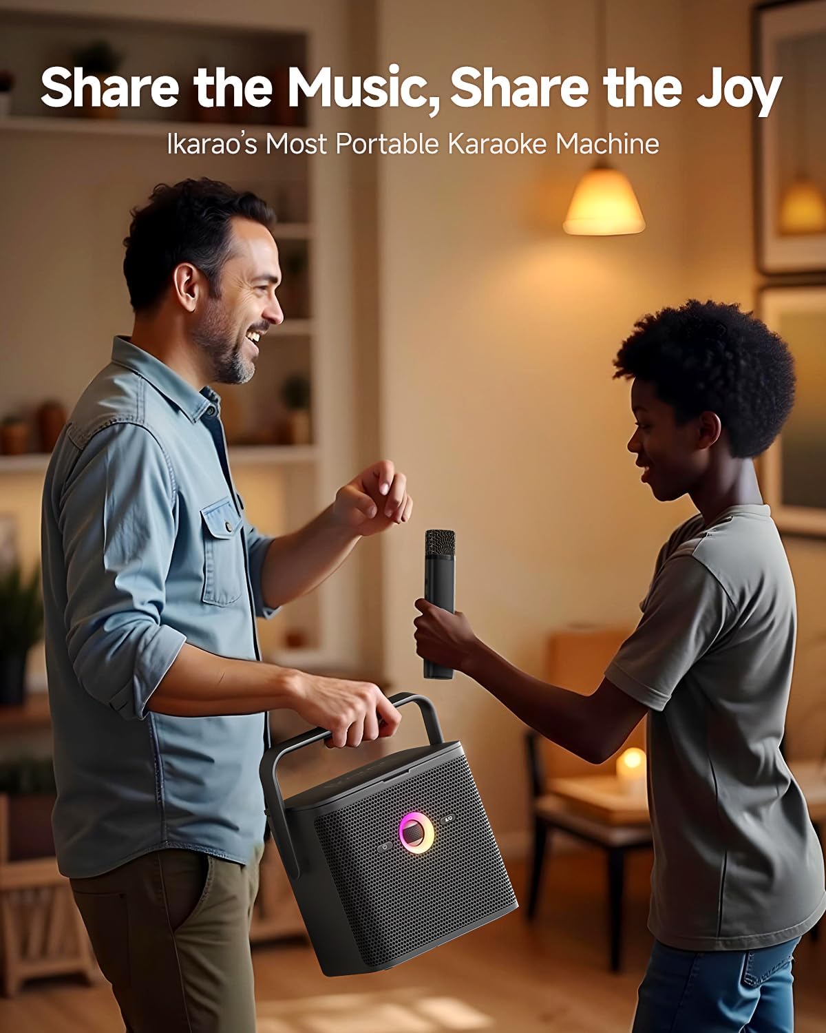 Ikarao Karaoke Machine for Adults Kids, with Lyrics Display Screen, WiFi Connect to YouTube & Karaoke App, 2 EQ Autotune Wireless Microphones Portable Karaokes PA System for Home Family Party Camping