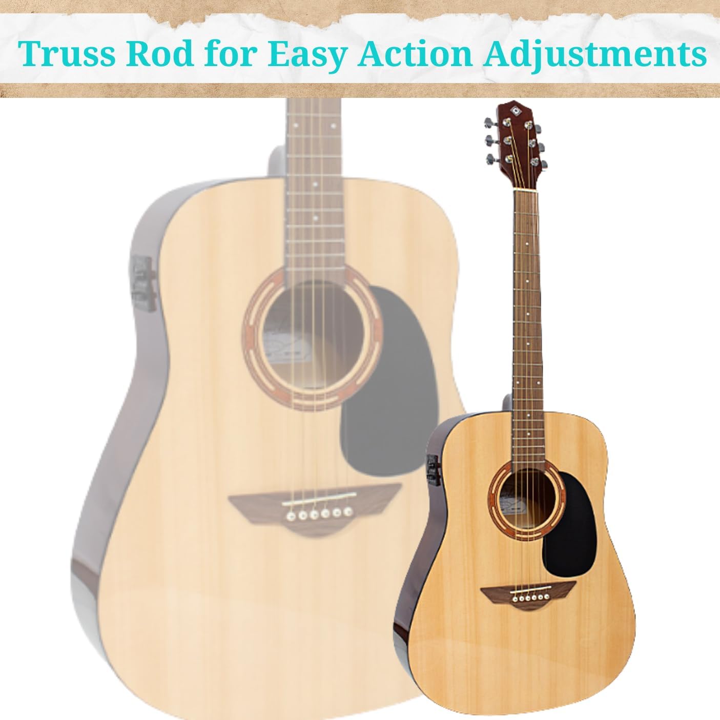 H. Jimenez 6 String Acoustic-Electric Guitar, Right, Tan (LGR100SE)