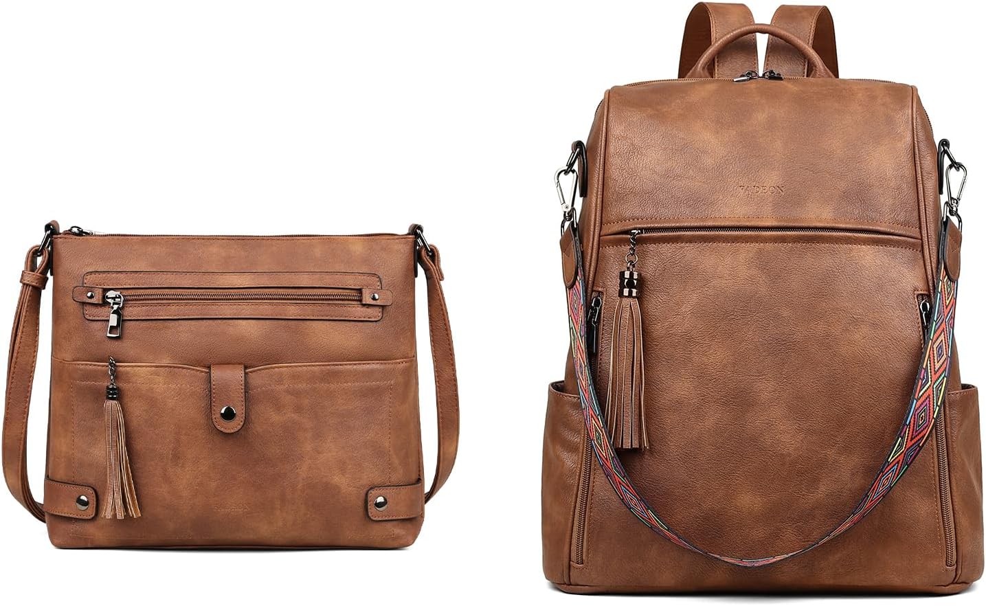 FADEON Crossbody Bags Purses for Women & Backpack Purse Brown Collection