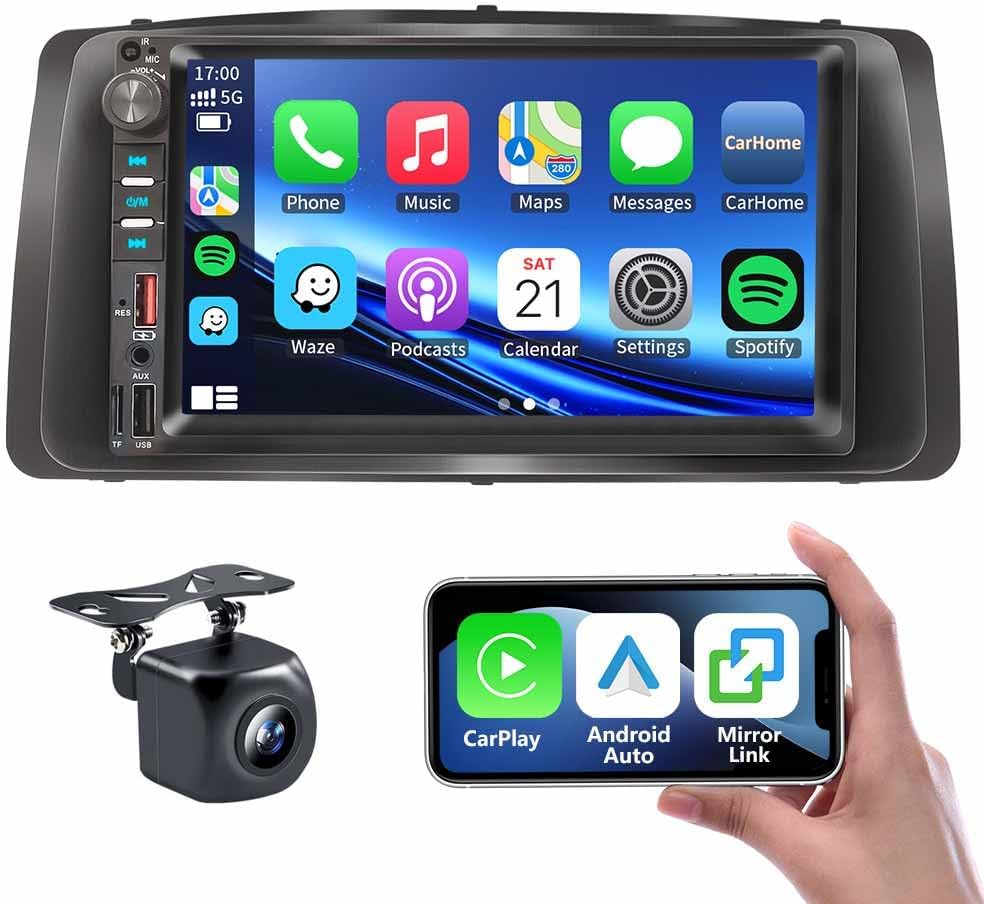 Car Radio Stereo fit for Toyota Corolla E120 2003 2004 2005 2006 2007 2008, 7 Inch IPS Touch Screen Features AM/FM Radio,Wireless CarPlay/Android Auto/MirrorLink,SWC/Airplay Free Backup Camera