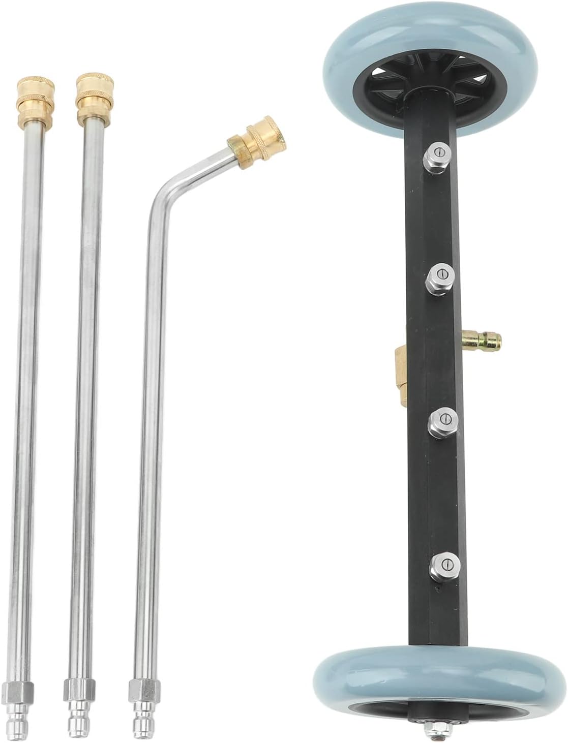 Stainless Steel Undercarriage Cleaner, High Pressure Water Broom with 4 Nozzles, 4000 PSI Undercarriage Pressure Washer for Trucks SUVs Sedans, Quick Connect 1/4in Brass Rotary Bas