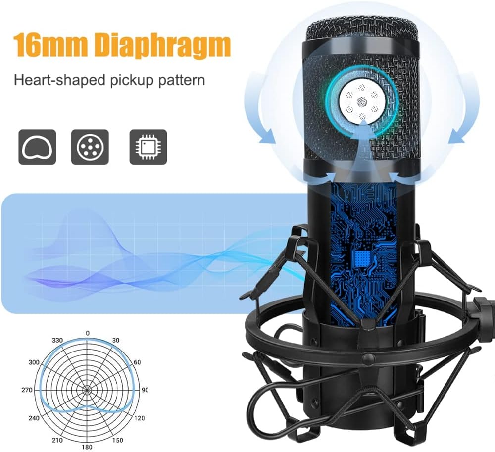 USB Condenser Microphone Game Recording for Computer Cardioid Condenser Microphone with Adjustable Metal Arm Stand (Bm 900)