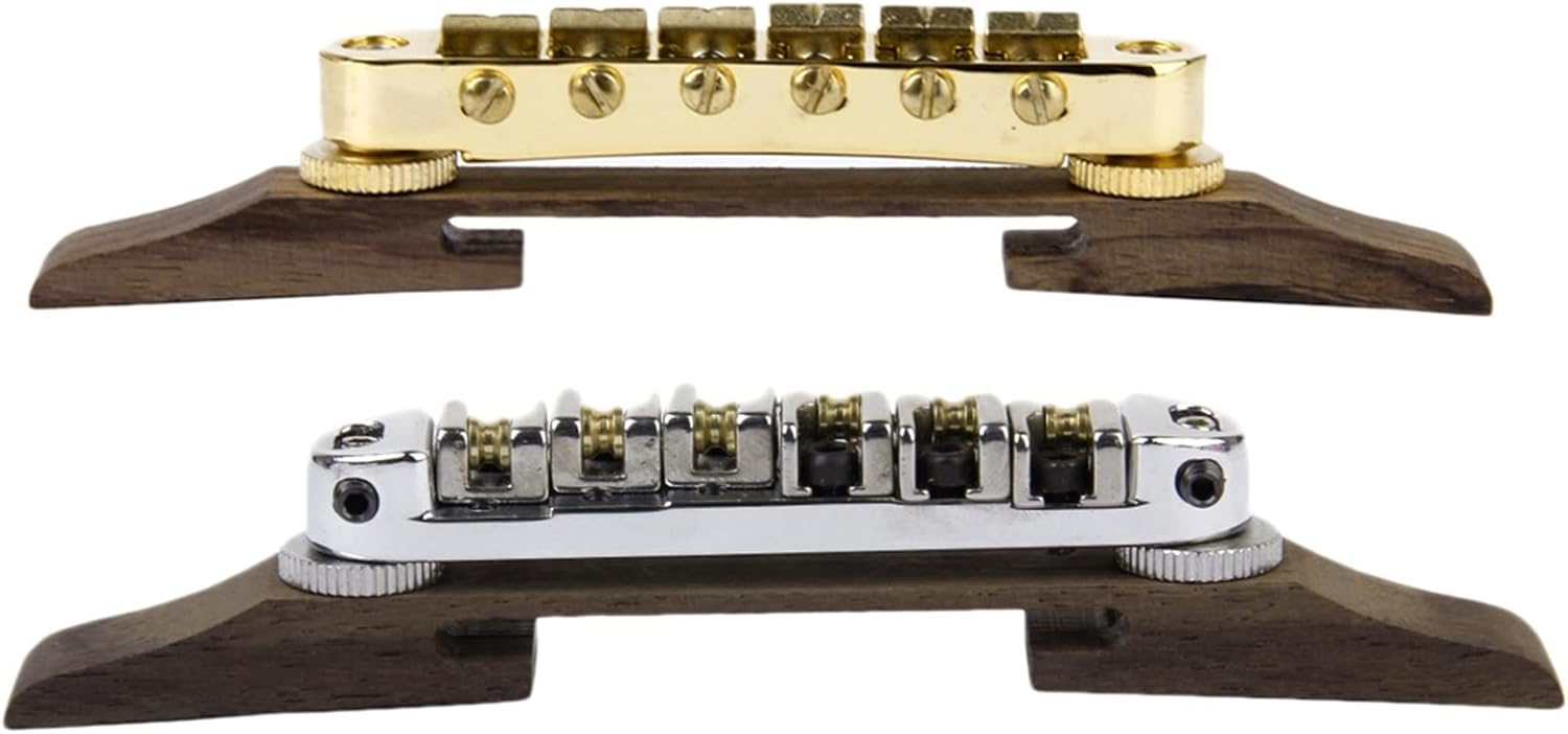 Bass Guitar Rosewood Bridge Saddles Gold +Silver Guitar Roller Bridge Electric Guitar Bridge