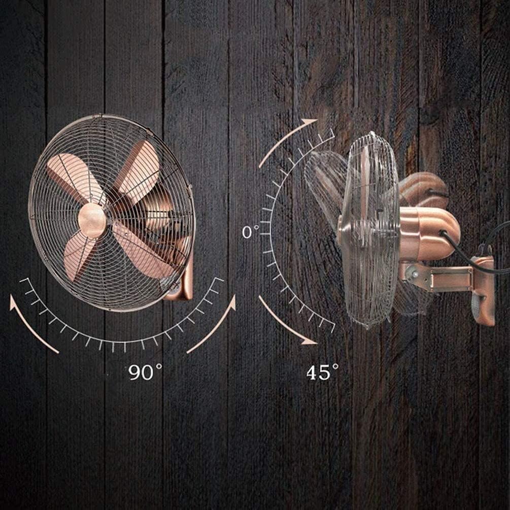 Residential Wall Mount Ranzorh Adjustable AngleElectric Fan/Retro Antique Metal Wall Fan/Oscillating Wall Mounted Air Cool Fan/Remote Control/ (Size : 14inch(WXH/400x450mm))