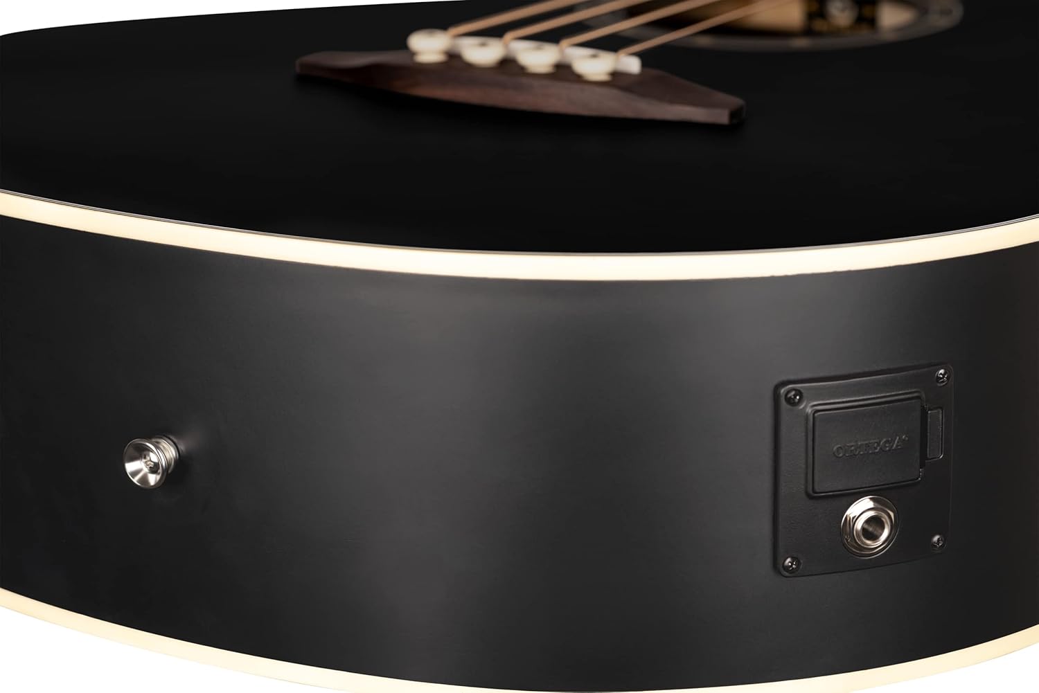 Ortega Guitars Deep Series 4 String Acoustic Bass Guitar, Right-handed, Black, (D7E-SBK-4)