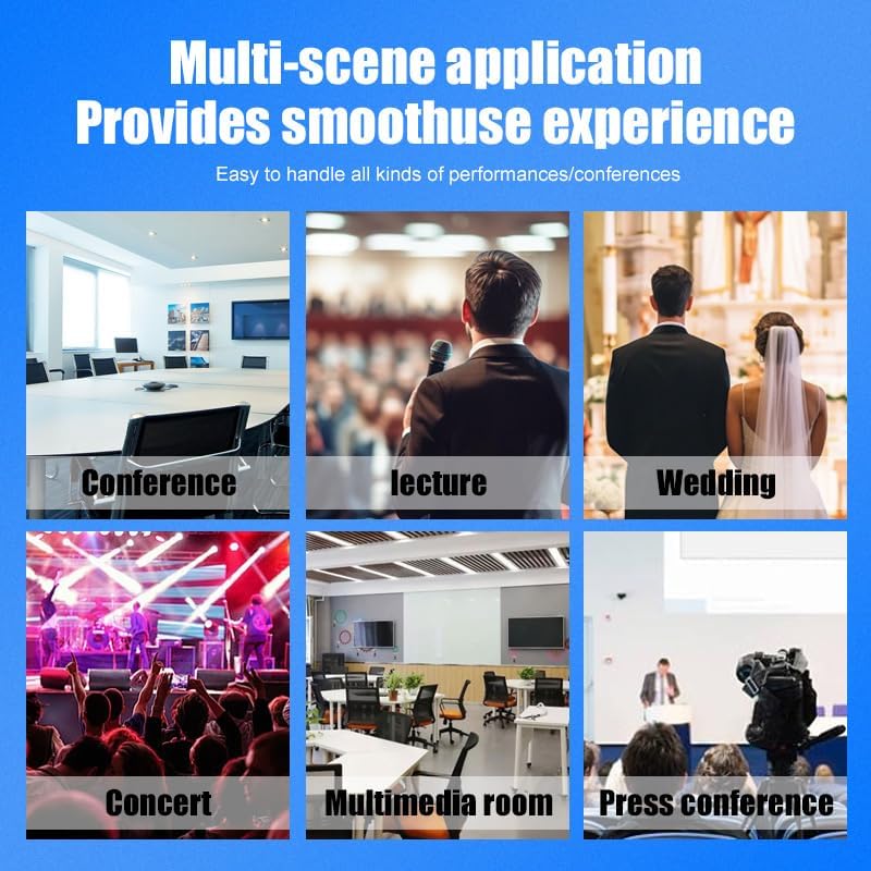 Wireless Microphone System with Bimetal Microphone, UHF Handheld Wireless Moving Coil Microphone, for Sing, Karaoke, Church, DJ, Party, Wedding,(GLXD92)