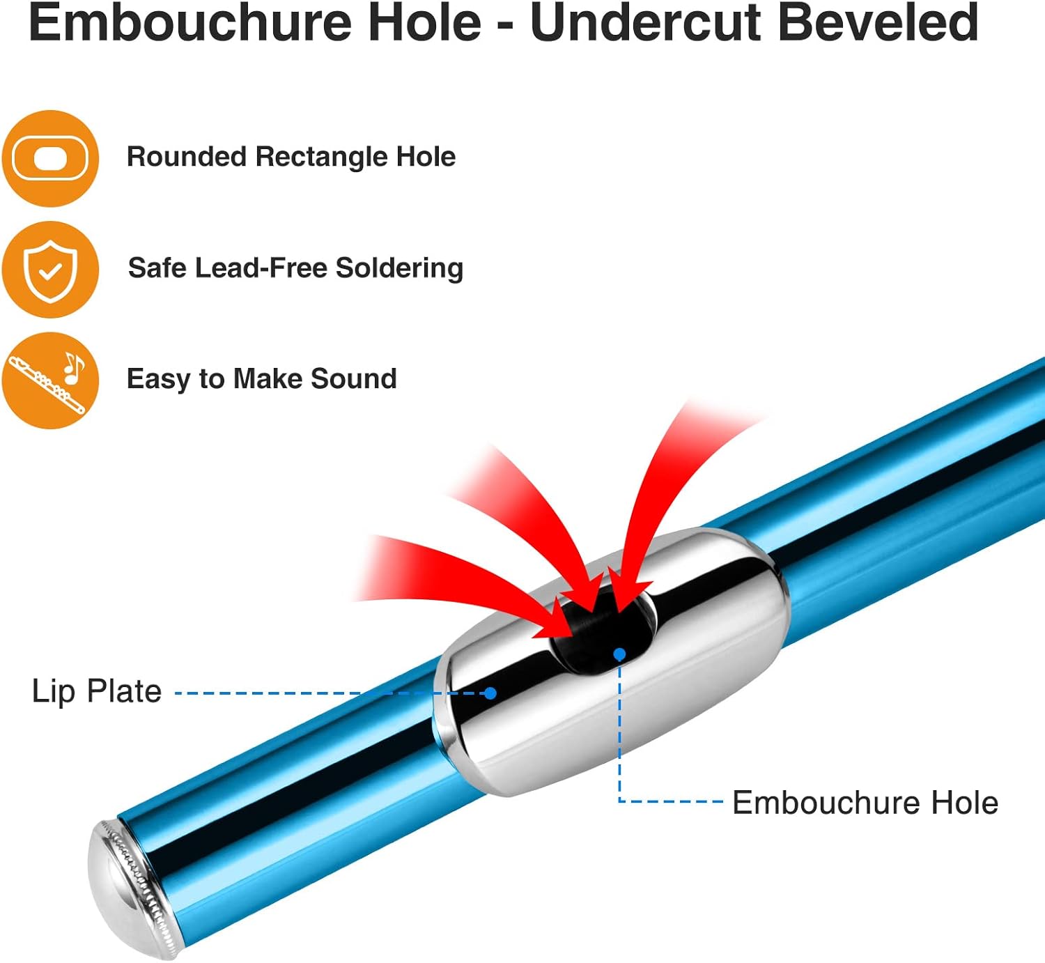 Flutes, Closed Hole C 16 Keys Flute Instrument, Student Flute for Beginner School Orchestra Band, with Cleaning Kit, Carry Bag, Strap, Probe Rod, Gloves (Sky Blue)