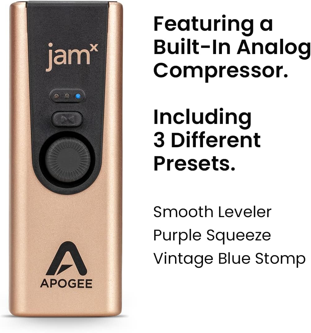 Apogee Jam X - Portable Guitars, and Instruments USB Audio Interface for iOS, macOS and PC, built-in Analog Compression, free Ableton Live Lite, Neural DSP Archetype Tim Henson Extended Trial