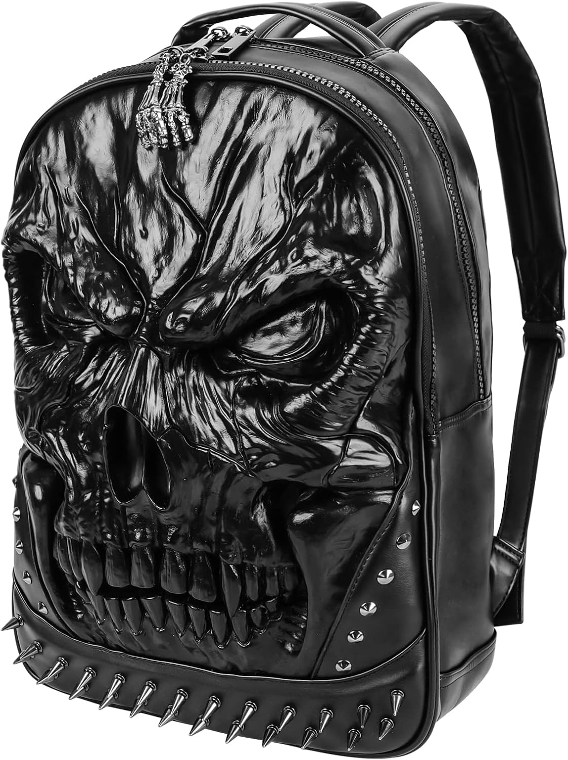 XUANNIAO 3D PU Leather Skull Backpack - Back Packs Steam Punk Rivet Personality Travel Bagpack College/High School Bags Bookbag School Computer Bag Laptop Backpack