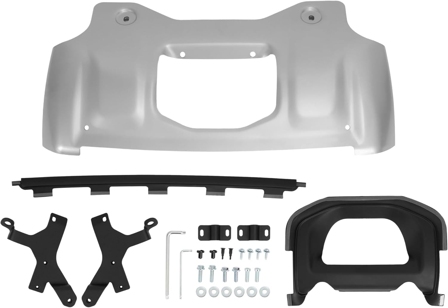 KUAFU Front Under Shield Skid Plate Kit Compatible with 2020-2025 Land Rover Defender 90 110 130 Splash Lower Bumper Protector Guard Aluminium+Plastic+Steel Powder Coated Silvery