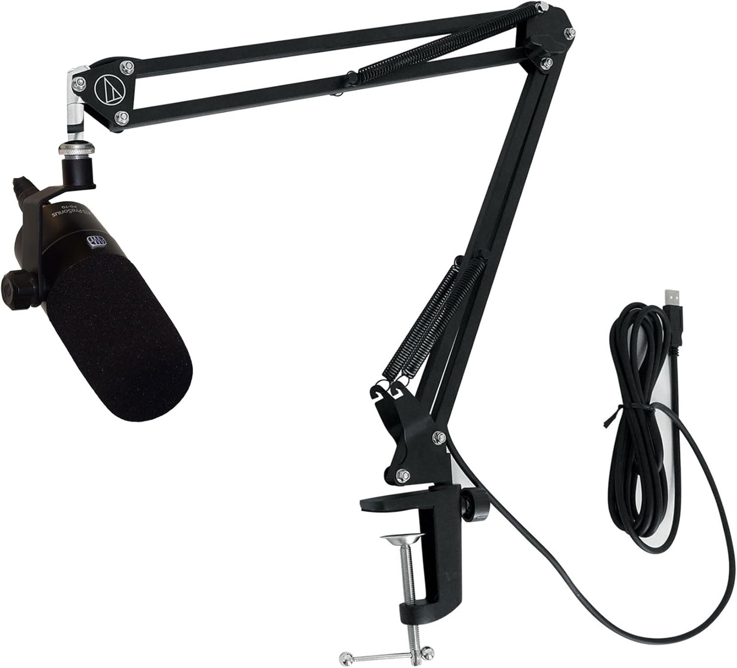 Audiosavings Bundle: (1) Presonus PD-70 Dynamic Cardioid Broadcast Mic Podcast Recording Microphone Bundle with (1) Audio Technica Boom Arm for USB Microphone Recording Mics (2 Items)