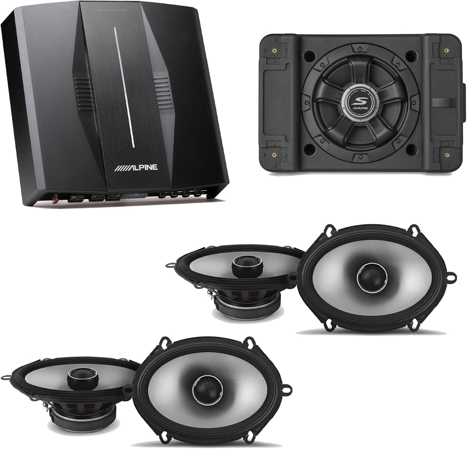 Alpine PXE-C80-88 OPTIM8 8-Channel Hi-Res DSP Amplifier w/SS-SB10 Subwoofer, (2) S2-S68 Bundle