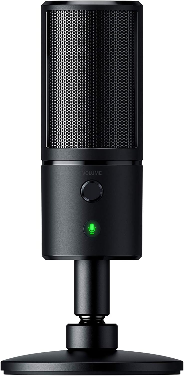 Razer Seiren Emote Streaming Microphone: 8-bit Emoticon LED Display, Stream Reactive Emoticons, Hypercardioid Condenser Mic, Built-in Shock Mount, Height & Angle Adjustable Stand, Classic Black