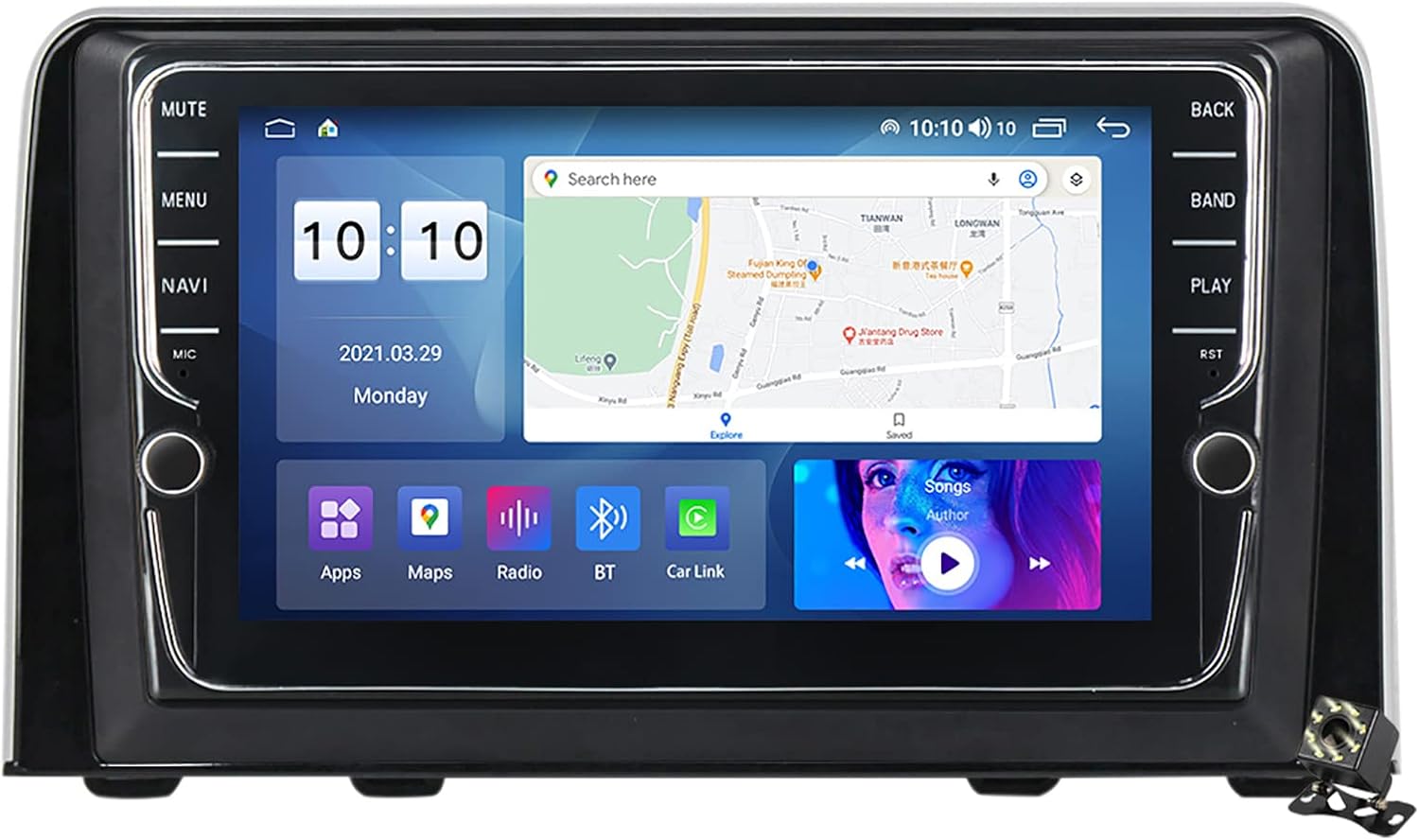 Charmstep 10'' Android 11 Car Stereo Radio GPS Navigation for Honda CRV CR-V 5 RT RW 2016-2018 Multimedia Player Support Carplay Bluetooth FM RDS WiFi 4G SWC DAB+Rear View Camera