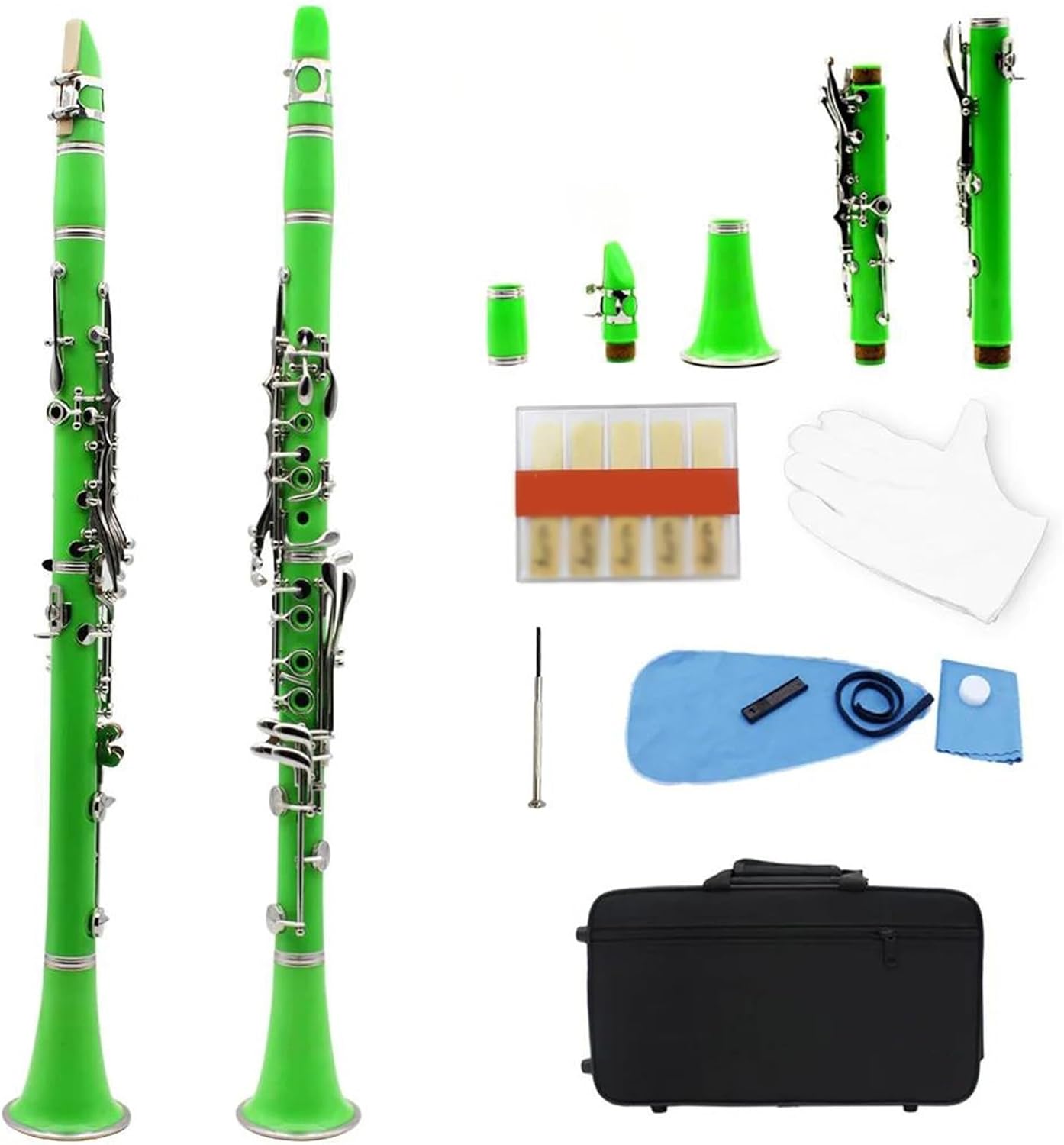 Clarinet Musical Instruments Bb Professional Clarinet 17 Keys 6 Ring Clarinet Portable Abs Clarinet Woodwind Instrument(Green)