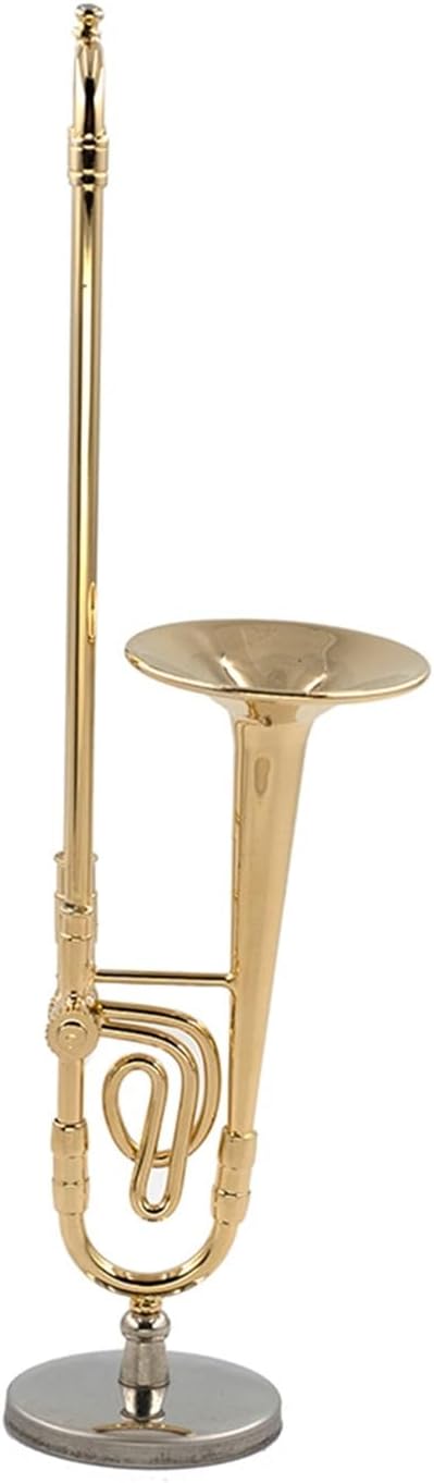 Musical Ornaments Decoration Golden Miniature Copper Trombone Model with Support Mini Decorative Ornaments for Room (Color : 30cm)