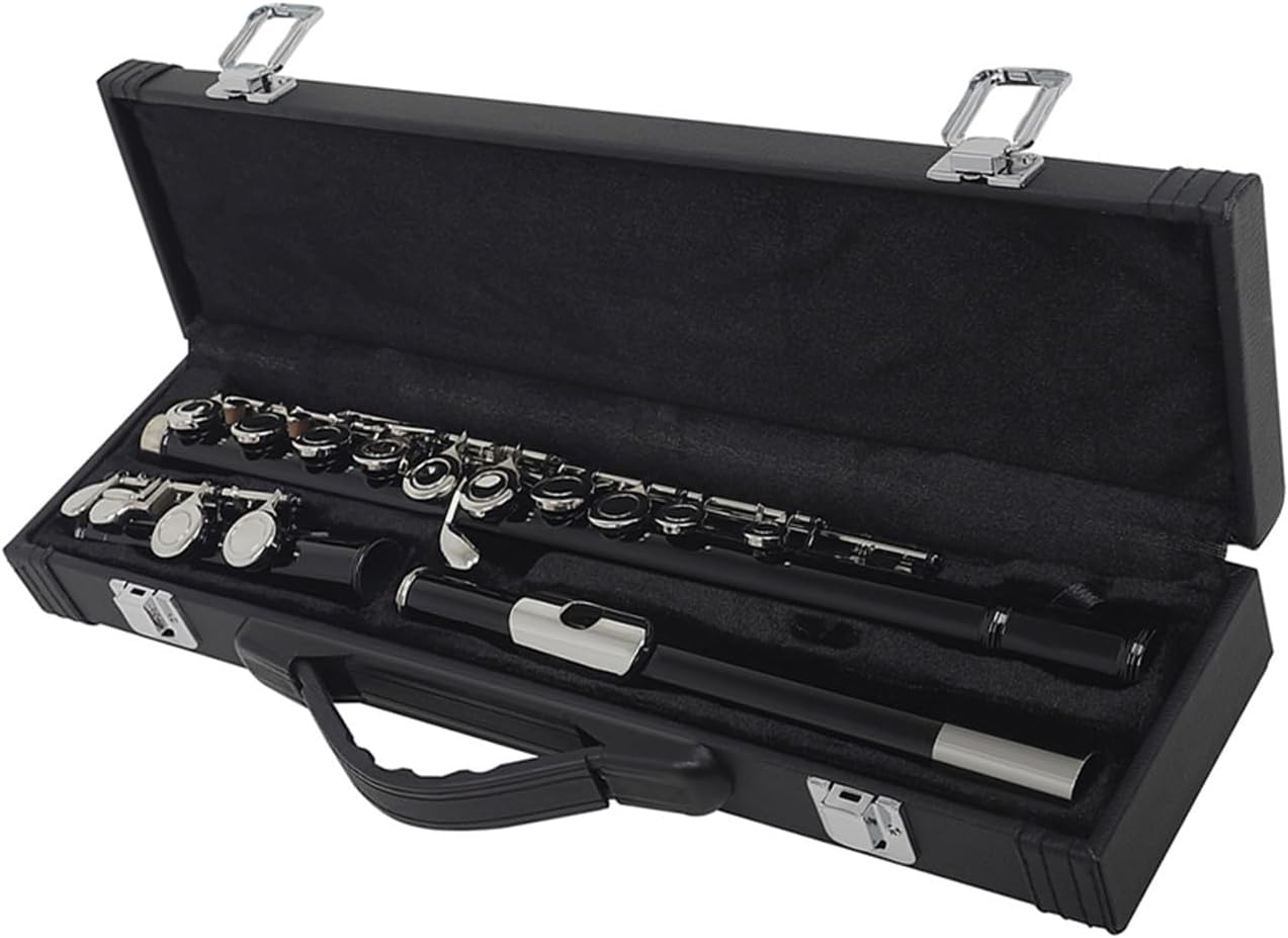 Flute 16 Hole Flute Woodwind Black C Key Brass Concert Flute with Leather Case Flutes Musical Instruments