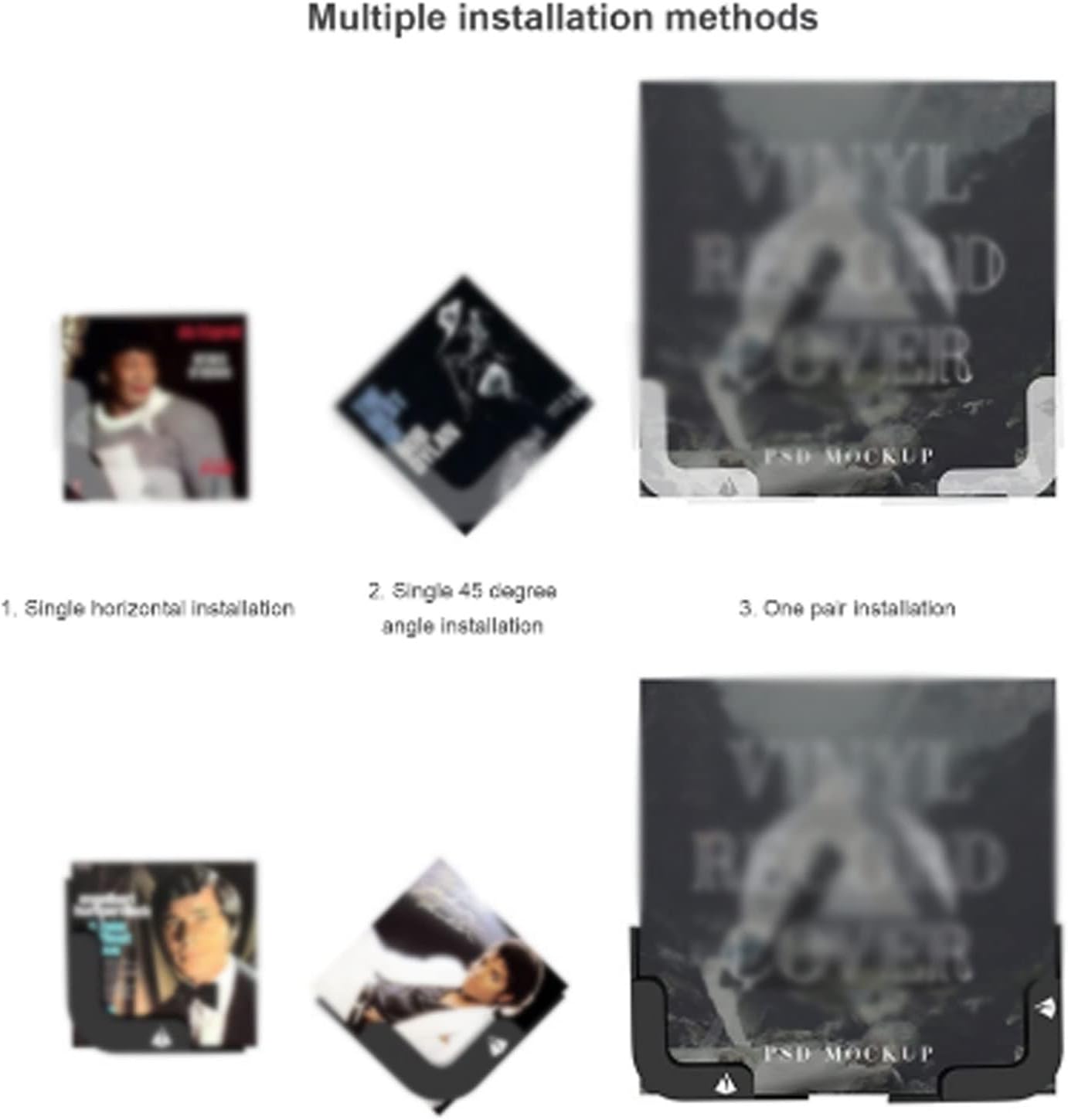 Home shelves Record Display Holder Flexible Shelf Wall Mount Adjustable Sturdy Acrylic Floating Brackets Anti-falling Design With Doub(White)