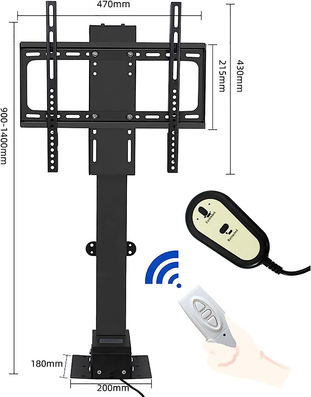 Floating TV Stand, Multifunction TV Wall Mount TV Mount,Motorized TV Bracket with Remote and Switch Control,Fits Most 32-65 Inch TVs,for Hospital/Home/Beauty Salon,Side T