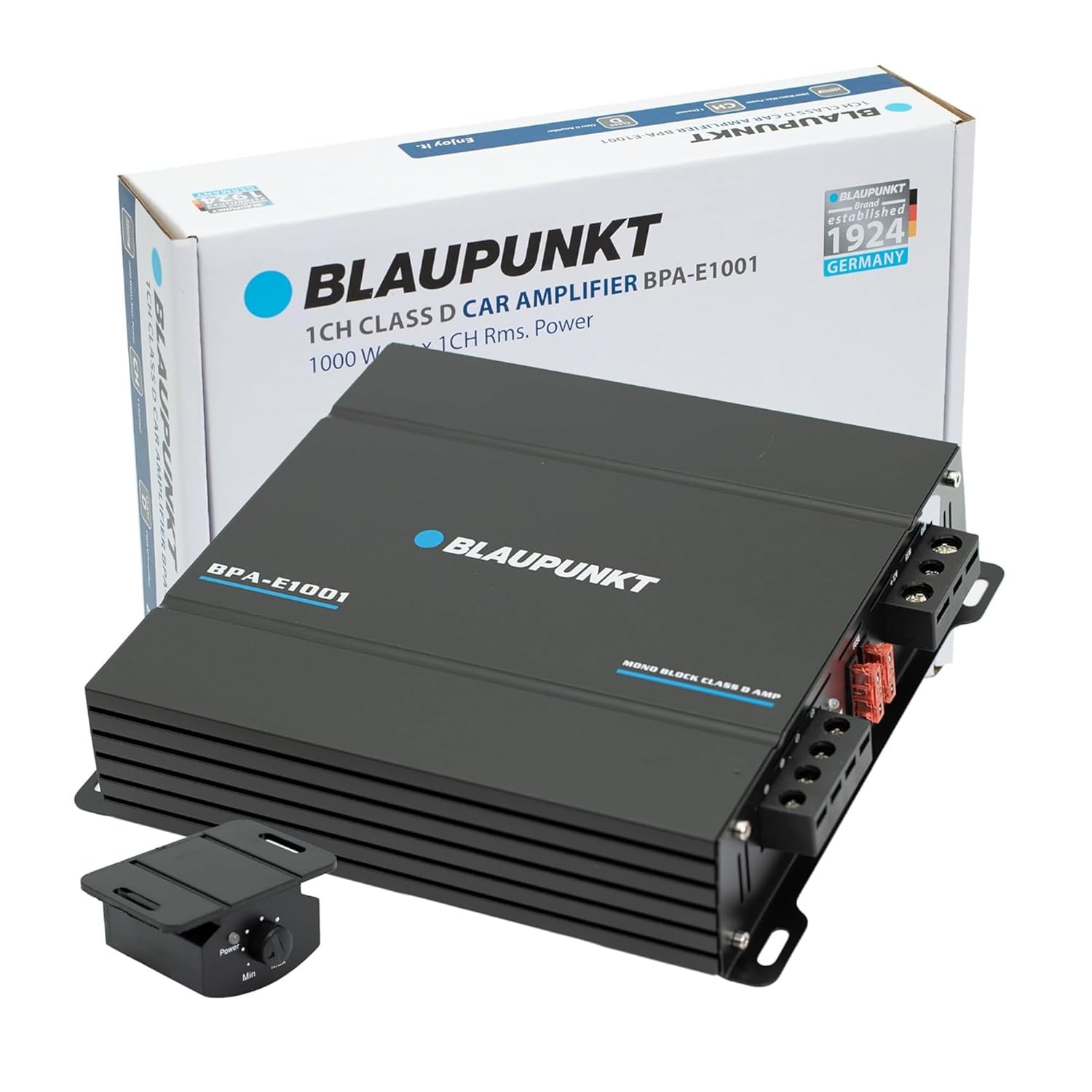 BLAUPUNKT BPA-E1001 Class D Monoblock Car Amplifier - 2000W Max Power, 1000W RMS at 1 Ohm - Compact Design